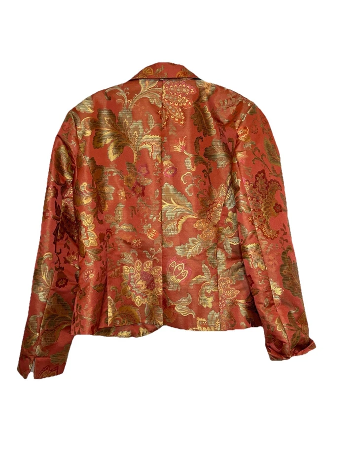 Chaqueta Blazer de Brocado Floral de Seda Connie Roberson para Mujer Forrada con Botones Hecho en EE. UU. Foto 2 de 4