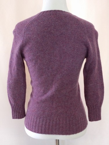Gap Wool Sweater Womens Size XS 3/4 Sleeve Purple Sweater Elbow Patches V Neck - Picture 4 of 8