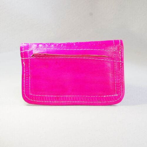 Cartera de cuero en relieve hecha a mano, multicolor, cierre a presión, idea de regalo única - Imagen 5 de 13
