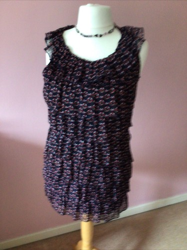 Mela Loves London kurzes Kleid/Tunika Top Ditsy braun Größe L 14/16 - Bild 1 von 6