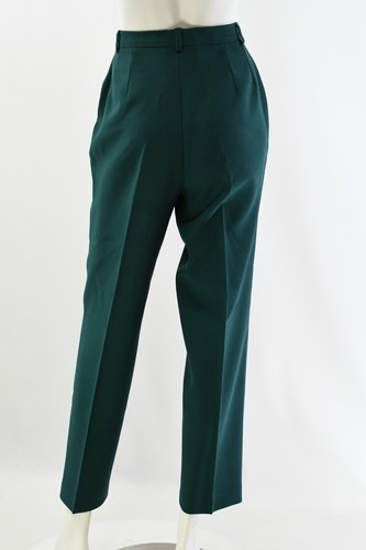 70s Vintage Dark Green Rib Cage Pleated Waist Pants Womens 4 Tapered Leg - Picture 5 of 6
