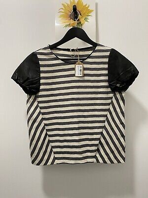 Haut rayé Maje remise taille 1 ( UK 8) avec manches en cuir véritable