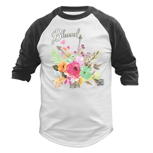 Blessed Christian Religious God Bible Church Jesus Christ 3/4 Sleeve Raglan - Imagen 7 de 10