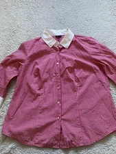 Talbots Women Plaid 3/4 Sleeve Button-Up Shirt Multicolor Size X Cotton