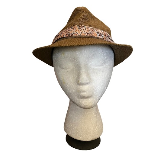 HBY Miami Fedora Hut Gr. M Papier Stroh Paisley Band Urlaub Vibes Sommer Sonne - Bild 2 von 10