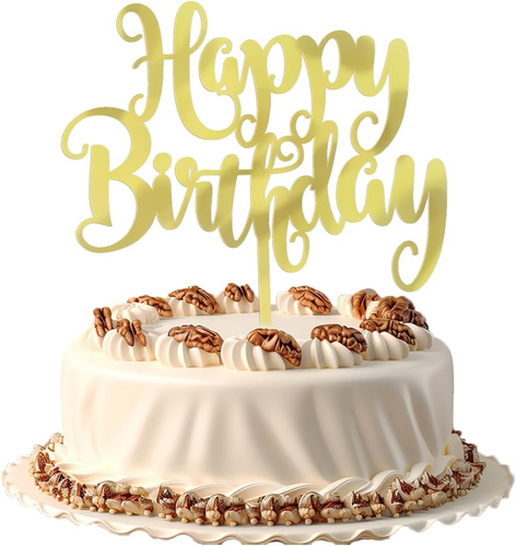 Happy Birthday Cake Topper- Glitter Happy Birthday Cake Decor, Handmade Annivers