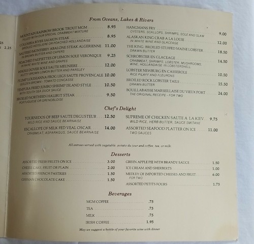 MGM Grand Hotel Barrymore's Restaurant Menu 1977 John Barrymore - Picture 4 of 12