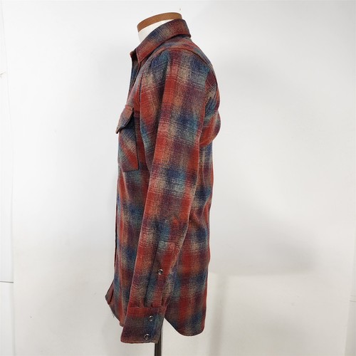 Camisa a presión vintage Pendleton de lana roja azul a cuadros de alta calidad Western Wear perla - Imagen 4 de 10