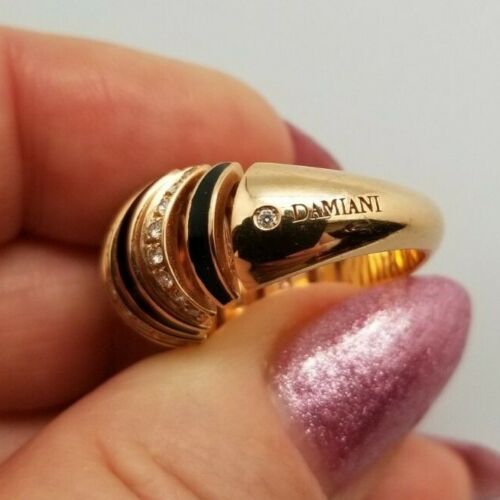 Rare Made in Italy Damiani 18K Rose gold Diamond Onyx Dome Ring Sz 6,5/7 - Picture 2 of 11