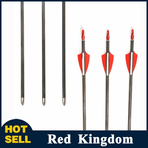 6Pcs 28'' Pure Carbon Arrows Shaft  Archery Practice For Recurve/Compound Bow - Picture 1 of 6