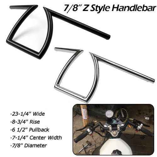 7/8" 22mm Motorcycle Drag Z Bar Handlebars For Harley Honda Yamaha Suzuki Custom - Picture 1 of 9