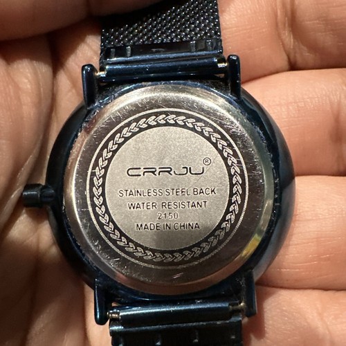 *Runs* Crrju Blue Mens Watch Ultra Thin Minimalist Water Resistant Mesh Band - Picture 4 of 10