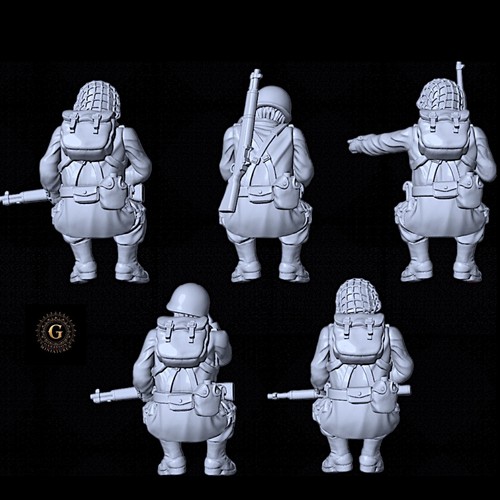 WW2 US Airborne Tank Riders X5 1/56 28mm Juegos de guerra y coleccionistas sin pintar - Imagen 2 de 7