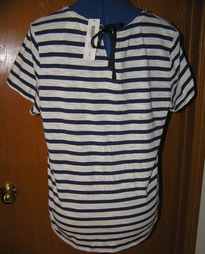 NEU MIT ETIKETT CHICOS CHICO'S MARINEBLAU/WEISS GESTREIFT SOMMER STRETCH BLUSE TOP GRÖSSE 2P $ 59,00 - Bild 2 von 5