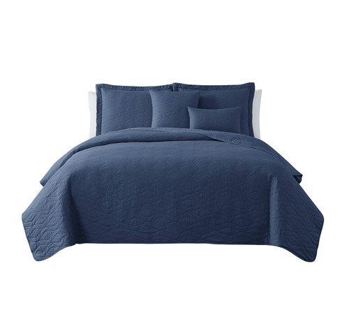 5 Piece Bedspread Quilt Set Ultra Soft Lightweight Ellipse Weave Design Coverlet - Picture 28 of 31