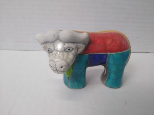 Water Buffalo Patchwork Mosaic Raku Ceramic South Africa