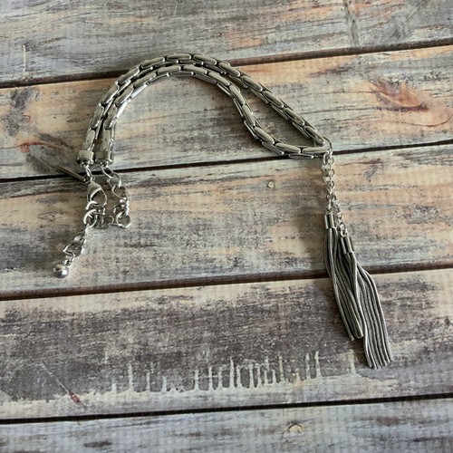 White House black market silver tone chain tassel choker necklace - Picture 5 of 6