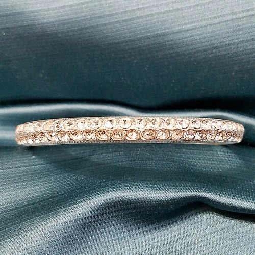 Rhinestone Bangle Bracelet Silver Tone - Picture 3 of 4