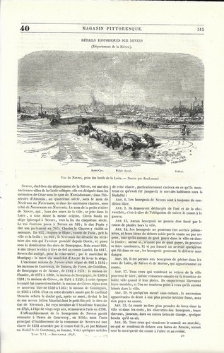 La Nièvre - Ansicht von Nevers vom Ufer der Loire - - Presseartikel 1848 - Bild 2 von 2