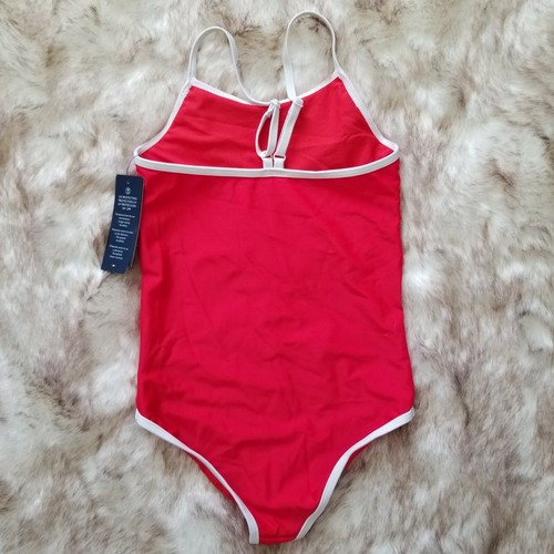 TOMMY HILFIGER Savana Girls One Piece Logo Swimsuit Red/Navy Size M (8-10) NEW - Picture 6 of 10