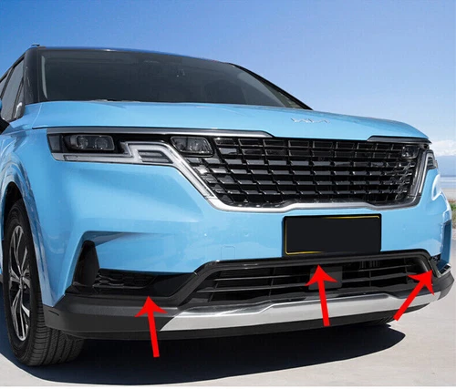 Parachoques delantero para Kia Carnival 2022-2024 rejilla antiniebla párpados borde negro brillante - Imagen 2 de 5