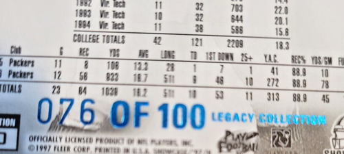 1997 Flair Showcase  076/100   Legacy Collection #A45   Antonio Freeman - Picture 2 of 4