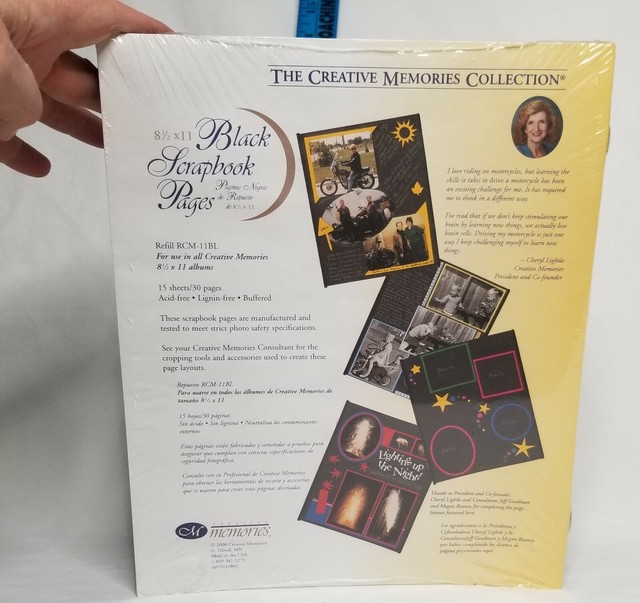 Creative Memories 8.5x11 BLACK Refill pages strap hinge scrapbookin