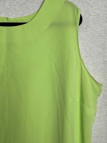 Notations Women 2X Lime Green Plus size Blouse Tank Sheer Side Slits Key hole - Picture 7 of 11