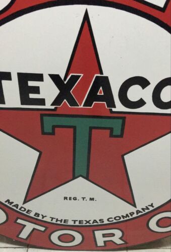 Texaco Motor Oil Rare Porcelain Heavy Metal 48 inches Double Side TC - Picture 2 of 3