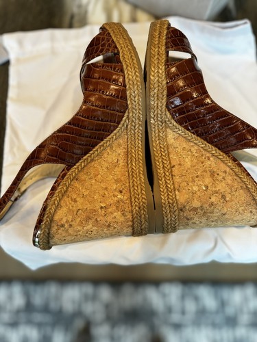 BNIB Jimmy Choo Amely 105 Slingback Wedge Sandals BROWN Leather 39.5 8.5 - Picture 7 of 20