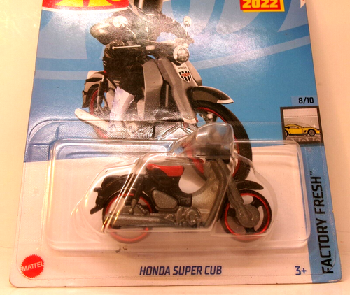 2022 HOT WHEELS HW FACTORY FRESH 8/10 BLACK GRAY HONDA SUPER CUB MOTORCYCLE - Picture 4 of 13