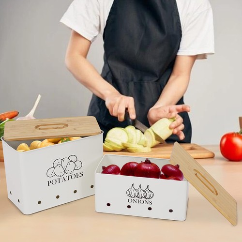 Potato Onion Storage Box, Food Container Sets, Storage Canisters for Vegeatab... - Picture 4 of 6