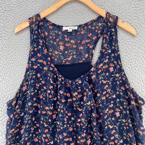Mauve Anthropologie Top Women 1X Plus Navy Multi Floral Sleeveless Flowy Chiffon - Picture 2 of 10