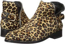 $520 Just Cavalli Women&#039;s Leopard Pony Skin Hair Leather Ankle Boots 39 Us 9