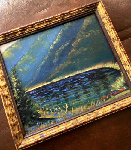 Original Impressionist Oil Painting Signed Framed "High Mountain Lake" - Picture 2 of 6