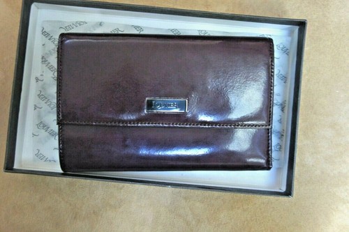 LOUVIER "NEW"  cherry  color  leather PARIS wallet with box - Picture 1 of 6