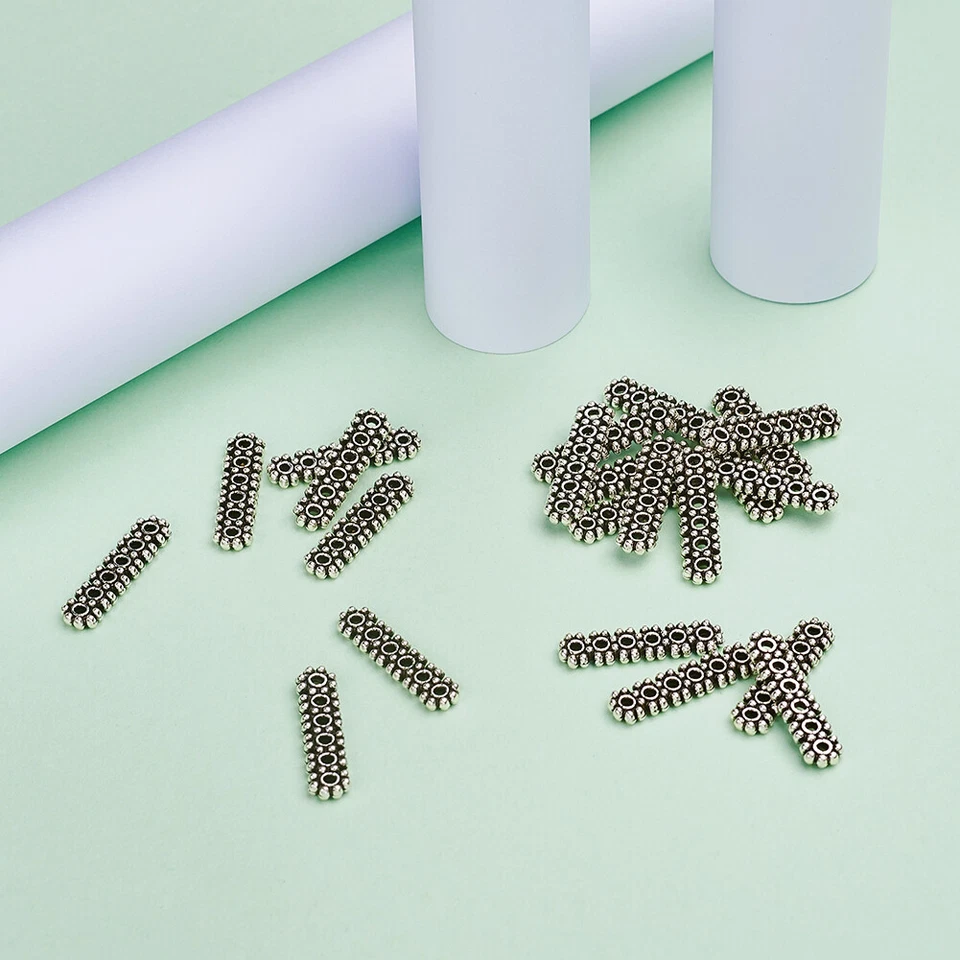 50xBarras espaciadoras de plata tibetana de 6 agujeros para hacer joyas rectángulo sin níquel 20x5 mm Foto 2 de 4