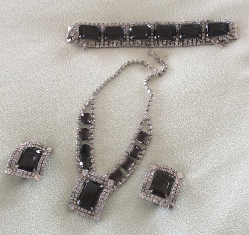 Vintage Juliana Smokey Strass Parure (Ohrringe, Armband & Halskette) - Bild 7 von 7