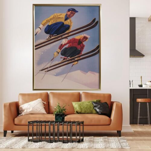 Ski Jumpers Print, Vintage Ski Poster, Retro Wall Art, Ski Wall poster no frame - Picture 2 of 4