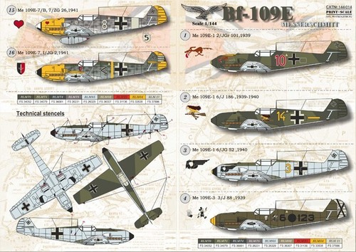 Calcomanía de tobogán acuático escala impresa 144-014 para avión 1:144 Messershmit Me-109 E - Imagen 11 de 24