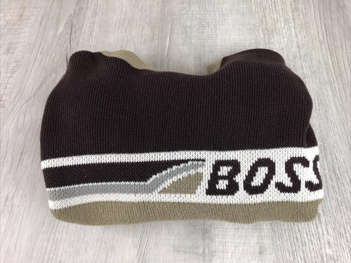 Vintage Boss 90s Long Sleeve Shirt Brown Acrylic Sweater Mens Size Large - Picture 11 of 12