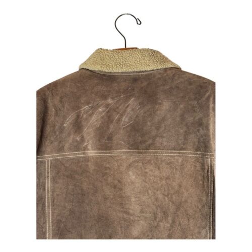 Wilsons Leather Coat Men XL Brown Weathered Suede Leather Sherpa Lined Jacket - Picture 4 of 11