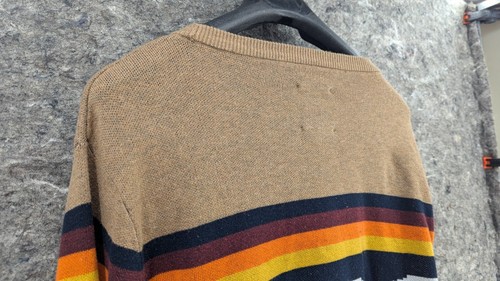 KAVU Highline Brown Sweater Bear Print Orange and Yellow Accents MEN'S L - Picture 9 of 12