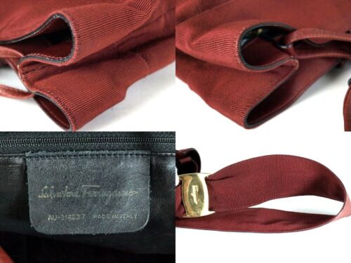 Salvatore Ferragamo Red Nylon & Leather Drawstring Backpack Shoulder Bag Italy - Picture 8 of 12