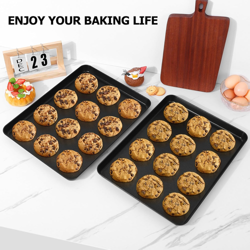 Baking Sheets, 16” X 12” X 1”, Carbon Steel Baking Pan Cookie Sheets Tray with C - Picture 7 of 12