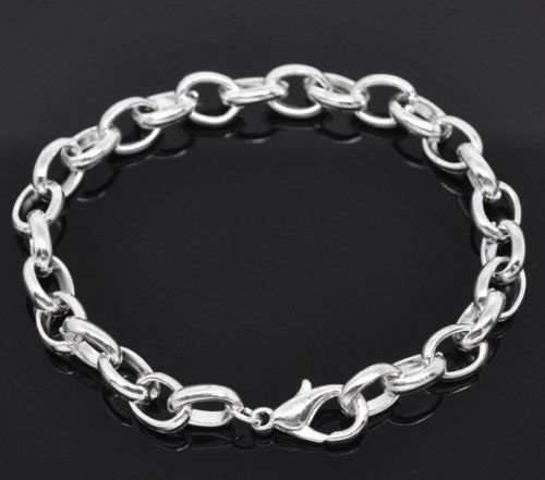 1 Charm Bracelet Chunky Link Chain 20cm Lobster Clasp J14181M - Picture 1 of 2