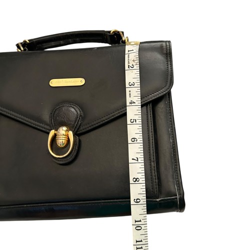 Borsa Polo Ralph Lauren in pelle nera con manico superiore con ferramenta oro e logo in rilievo - Foto 7 di 9