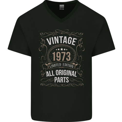 52nd Birthday Limited Edition 1973 Mens V-Neck Cotton T-Shirt - Picture 3 of 3