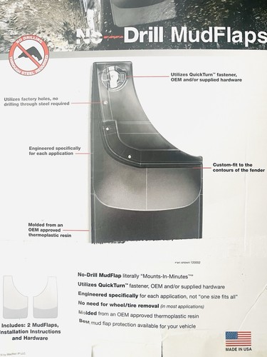 Weathertech No Drill Rear Mudflaps for 2013-2019 Ford Escape - Picture 3 of 3