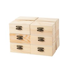 24 Piece Small Wooden Box Unfinished Wooden Treasure Box with Lids for DIY Cr...